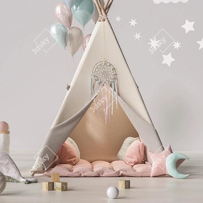 Kids' Dream Playset: Tent, Toys, and Decor 3D model image 2