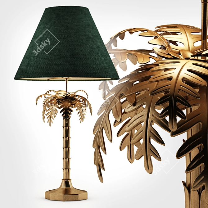 Tropical Palm Brass Lamp 3D model image 1