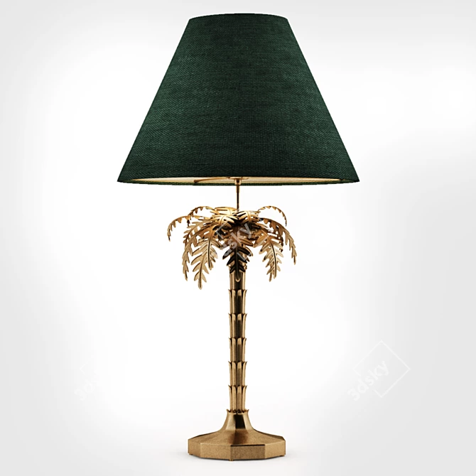 Tropical Palm Brass Lamp 3D model image 2