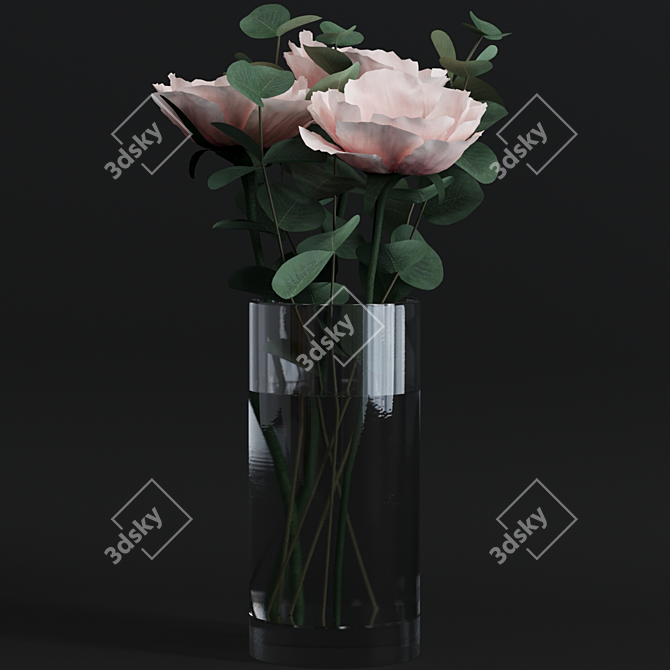 Anemone Elegance: Eucalyptus Bouquet 3D model image 1