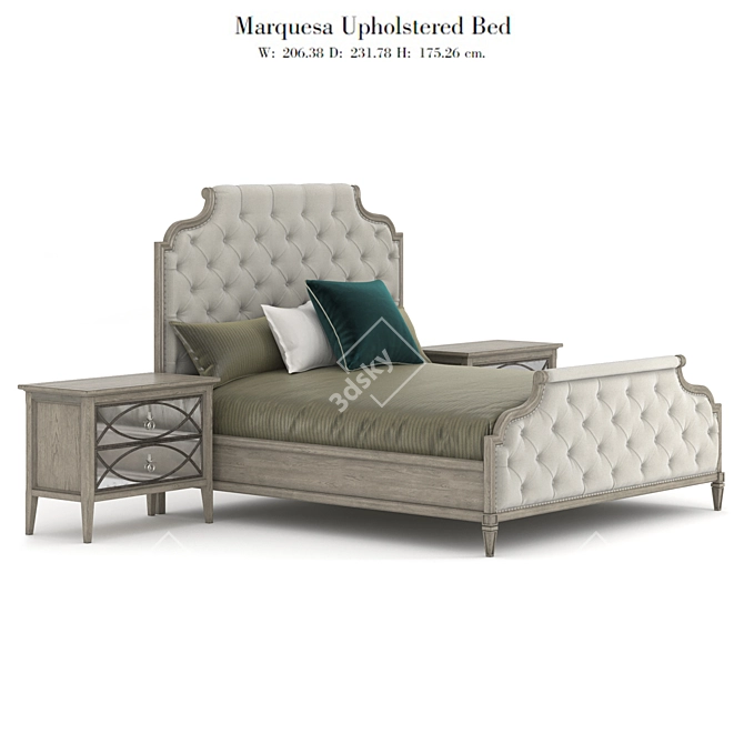 Elegant Marquesa Upholstered Bed 3D model image 1