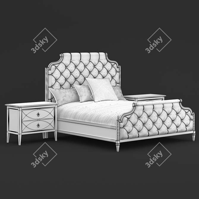 Elegant Marquesa Upholstered Bed 3D model image 2