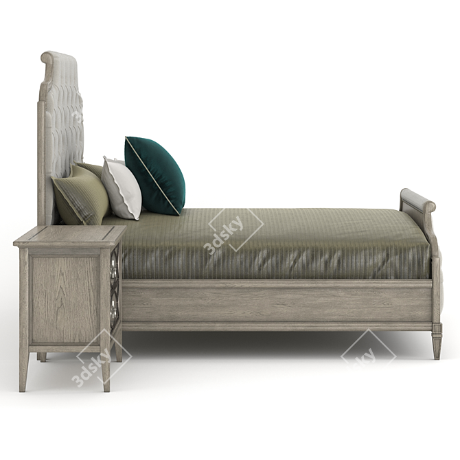 Elegant Marquesa Upholstered Bed 3D model image 4