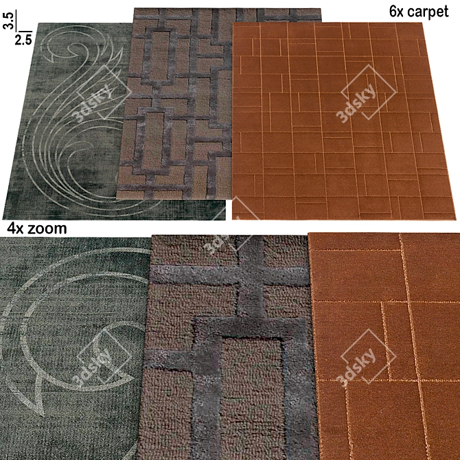 Modern Grey Damasco Carpet 3D model image 1