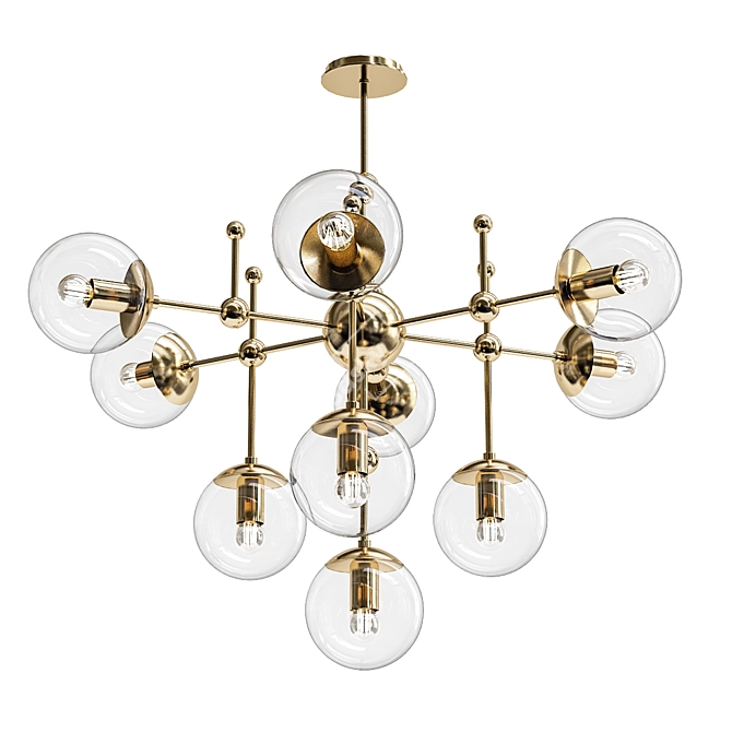 Golden Globe Chandelier 3D model image 1