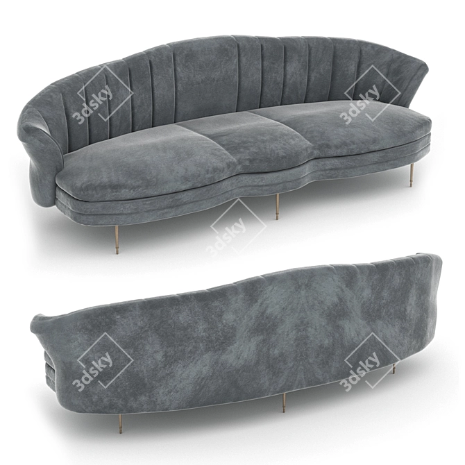 Modern and Chic Linear Capitone Sofa 3D model image 1