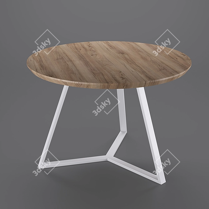 Oak Steel Trio: Stylish Kitchen Table 3D model image 3