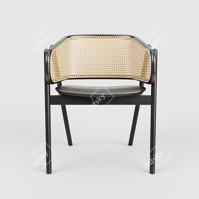 Elegant Cane Armchair 3D model image 1