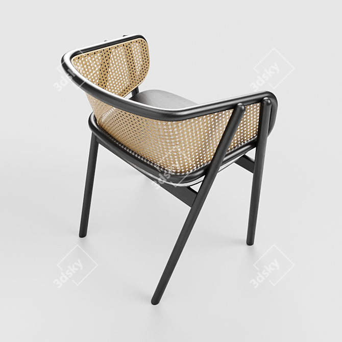 Elegant Cane Armchair 3D model image 3