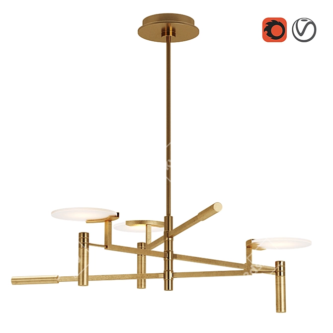 Modern Melange Disc Chandelier 3D model image 1