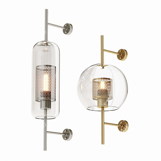 Elegant Chiswick Glass Wall Light 3D model image 1