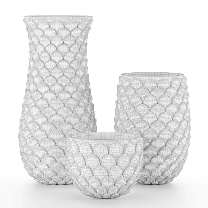 Elegant Artichoke Pattern Vases 3D model image 3