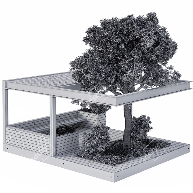 Nature's Haven: Landscape Arbor with Tree 3D model image 2