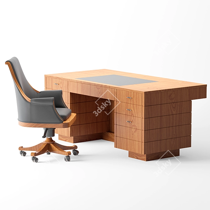 Morelato Executive Chair & Wooden Desk Set 3D model image 1