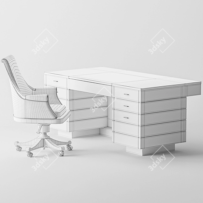 Morelato Executive Chair & Wooden Desk Set 3D model image 4