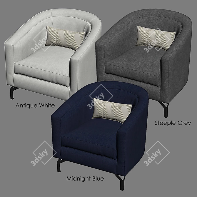 Elegant Annette Cabriole Armchair 3D model image 4