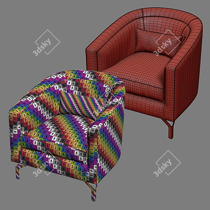 Elegant Annette Cabriole Armchair 3D model image 5