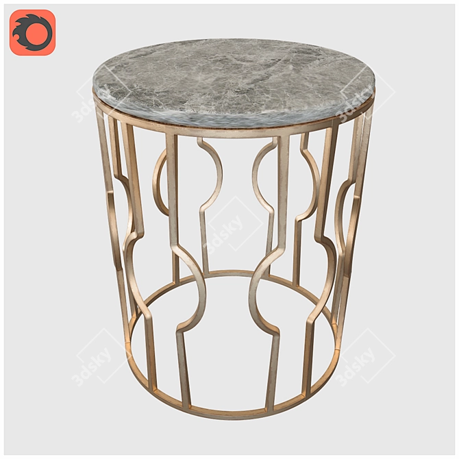 Elegant Marble and Brass Round Tables 3D model image 2