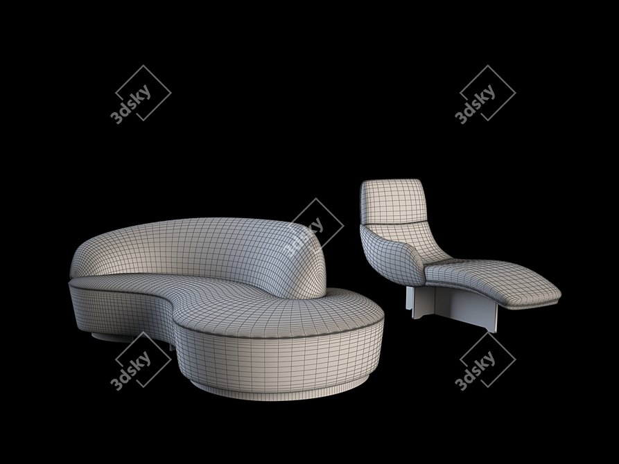 Sleek Sofa: Vladimir Kagan 3D model image 3