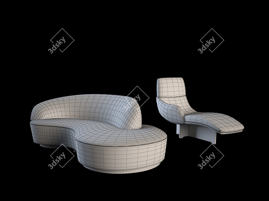 Sleek Sofa: Vladimir Kagan 3D model image 4