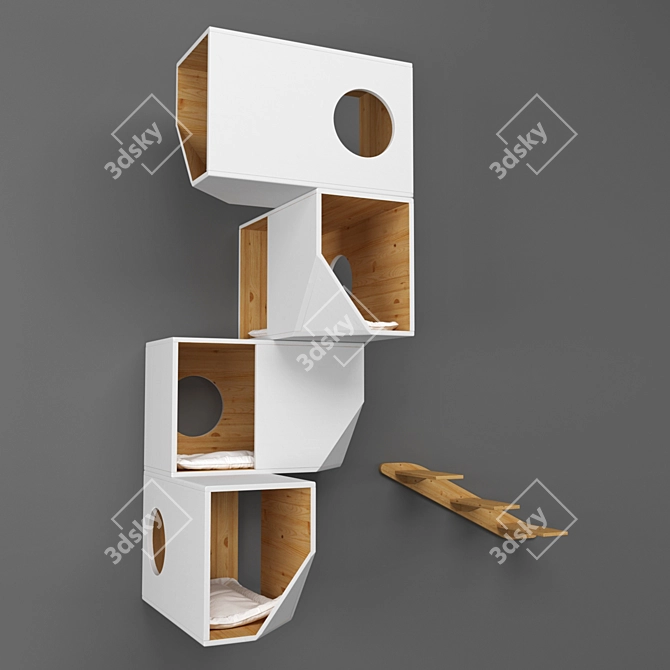 Sleek White Cat Condo 3D model image 2