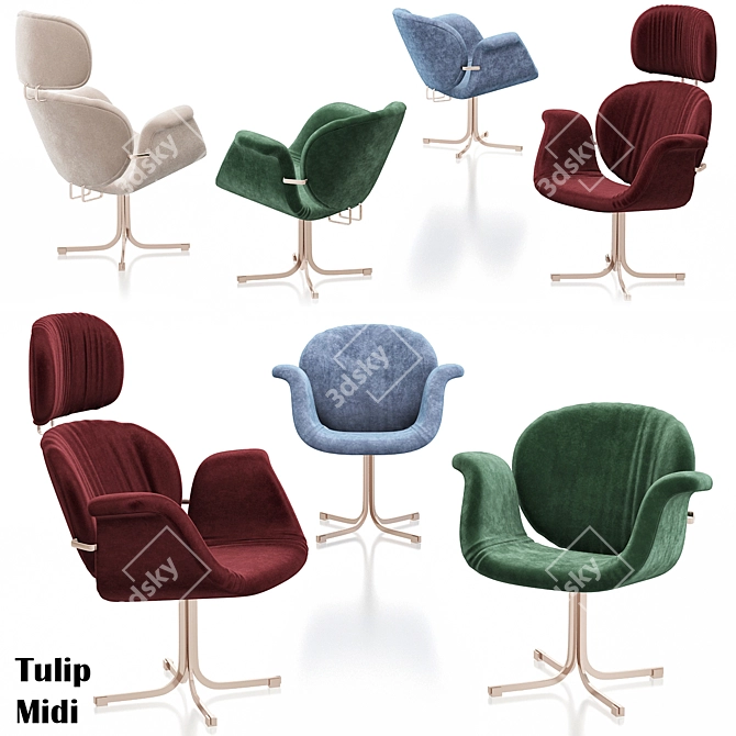 Elegant Tulip Midi Chair 3D model image 1