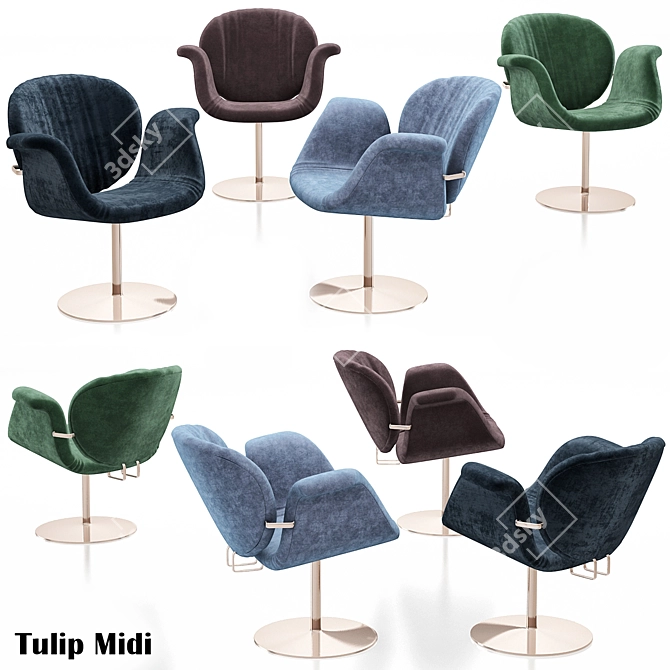 Elegant Tulip Midi Chair 3D model image 1