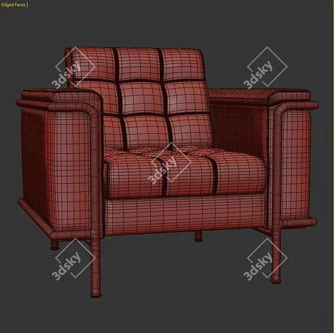 Modern Leather Lounge Chair 3D model image 3