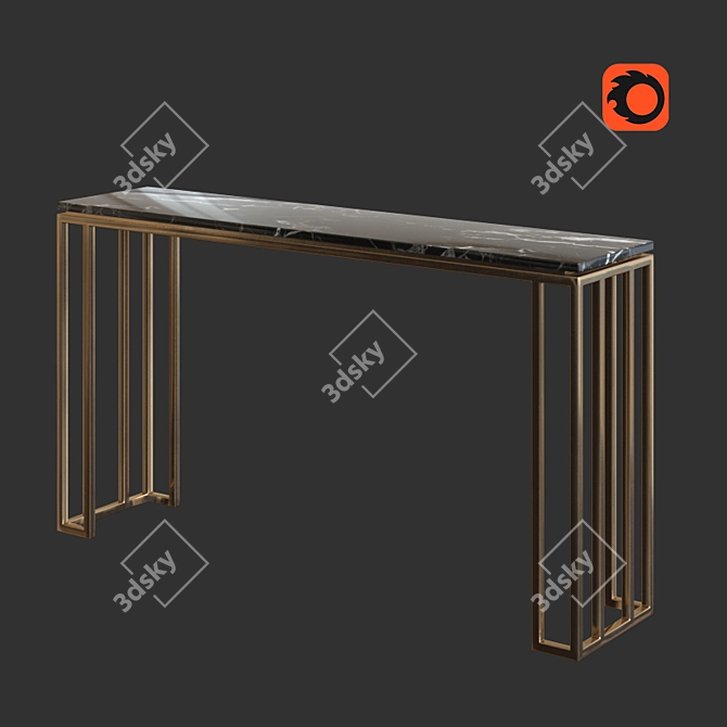 Elegant Marble and Aluminum Console 3D model image 1