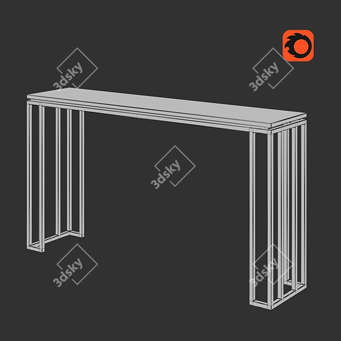 Elegant Marble and Aluminum Console 3D model image 2