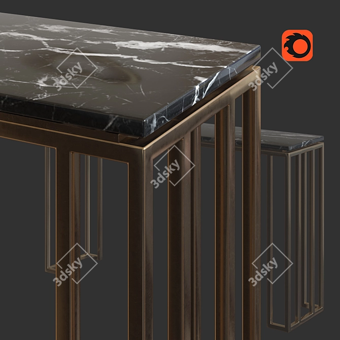 Elegant Marble and Aluminum Console 3D model image 4