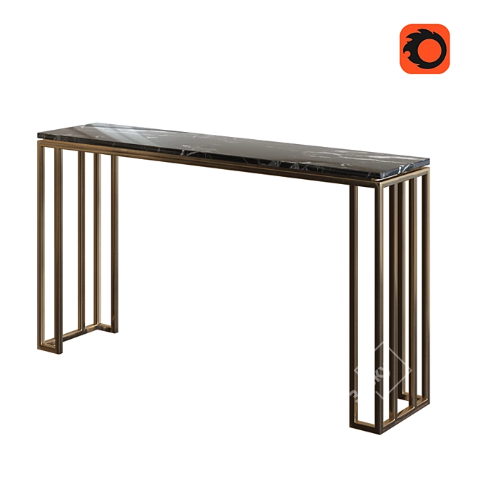 Elegant Marble and Aluminum Console 3D model image 5