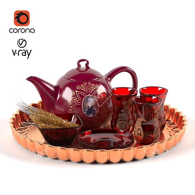 Persian Tea Set - Shah Abbas 3D model image 1