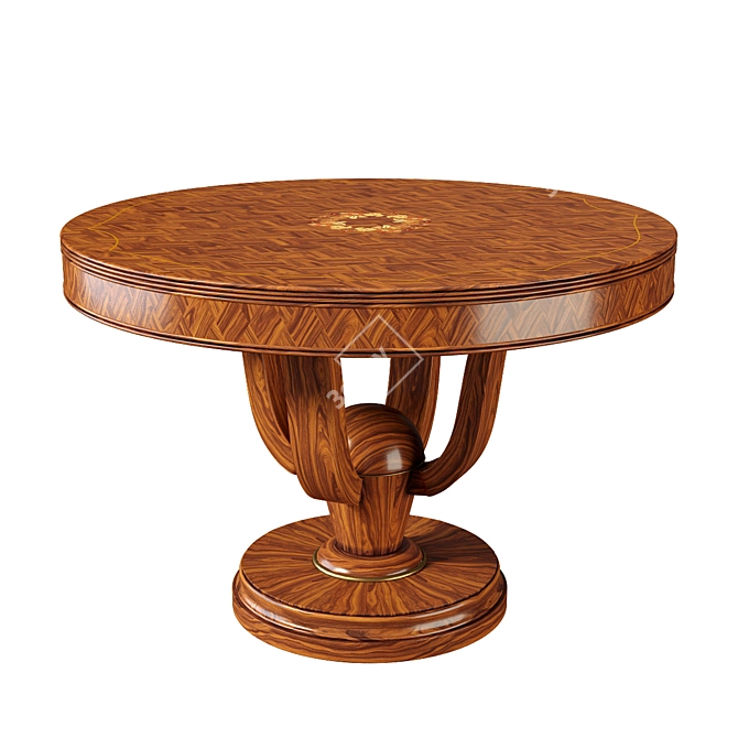 Elegant Parquet and Floral Marquetry Table 3D model image 1