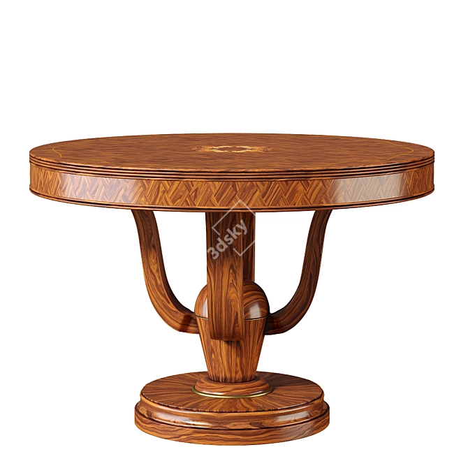 Elegant Parquet and Floral Marquetry Table 3D model image 2