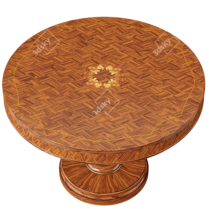 Elegant Parquet and Floral Marquetry Table 3D model image 3