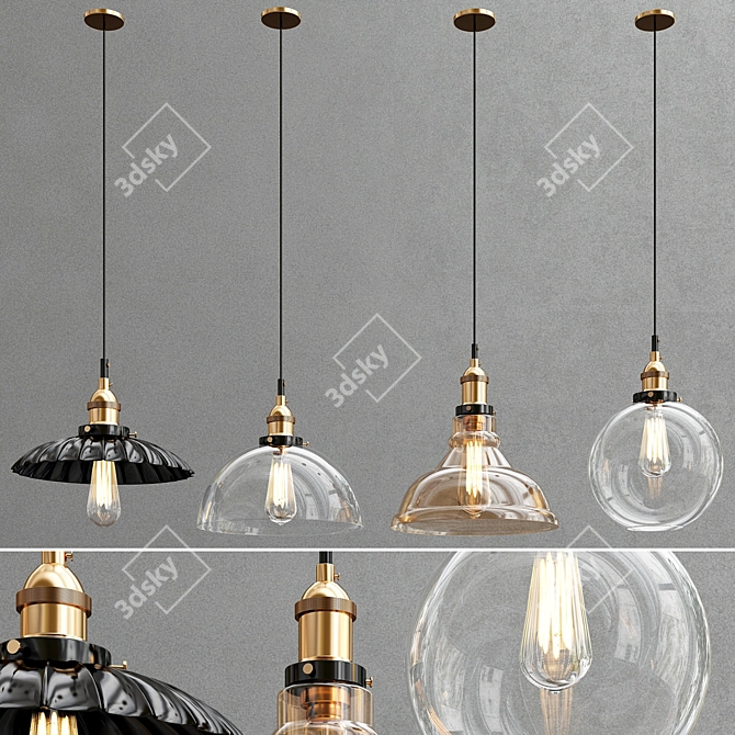 Sparkling Glass Pendants 3D model image 1