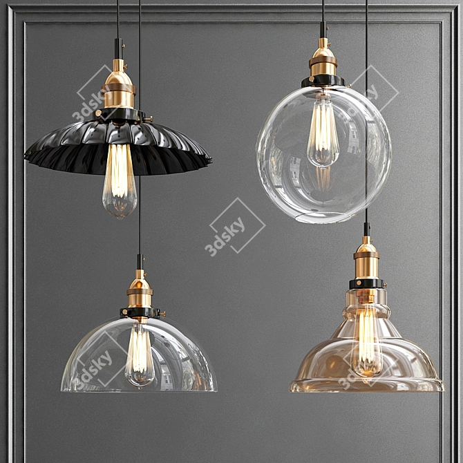 Sparkling Glass Pendants 3D model image 2