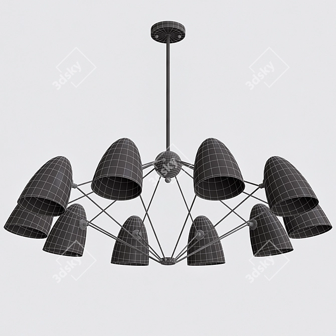 Sleek Black Sputnik Chandelier 3D model image 4