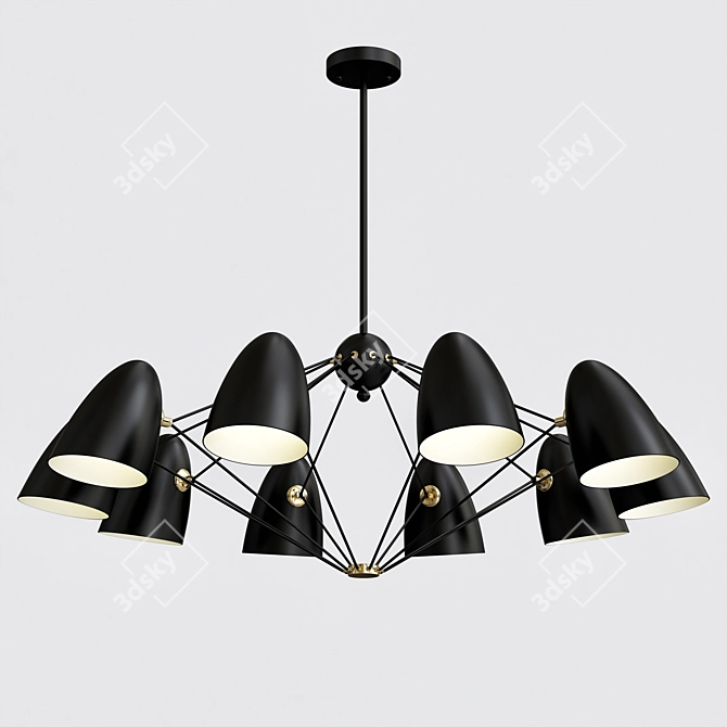 Sleek Black Sputnik Chandelier 3D model image 5