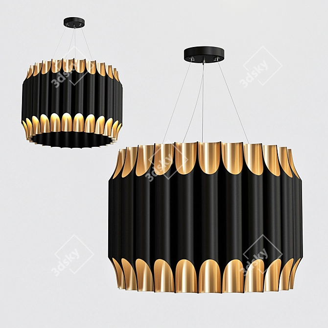 Galliano Round Suspension Light: Modern Elegance in Black 3D model image 1