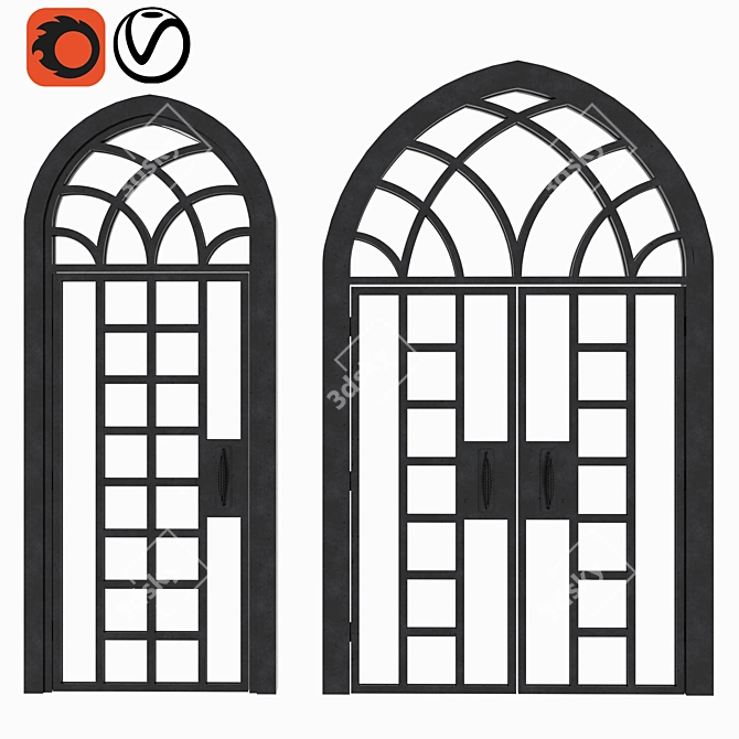 Elegant Arch Doors Set 3D model image 1