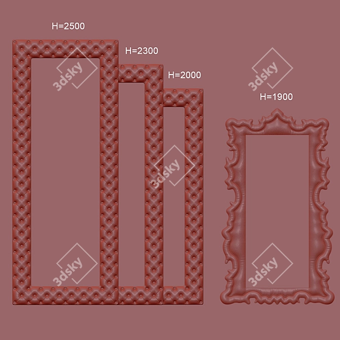 Elegant Velvet Frame Mirror 3D model image 5