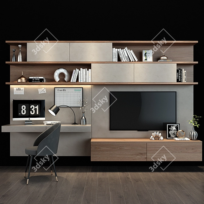 Modern TV Shelf Stand Organizer 3D model image 1