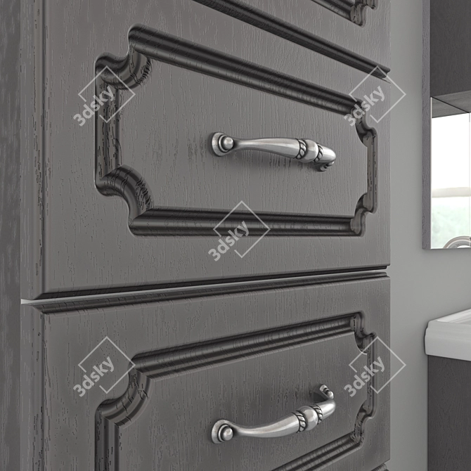 Kaksa-A Patina Dark Grey 1050: Elegant Bathroom Furniture 3D model image 3