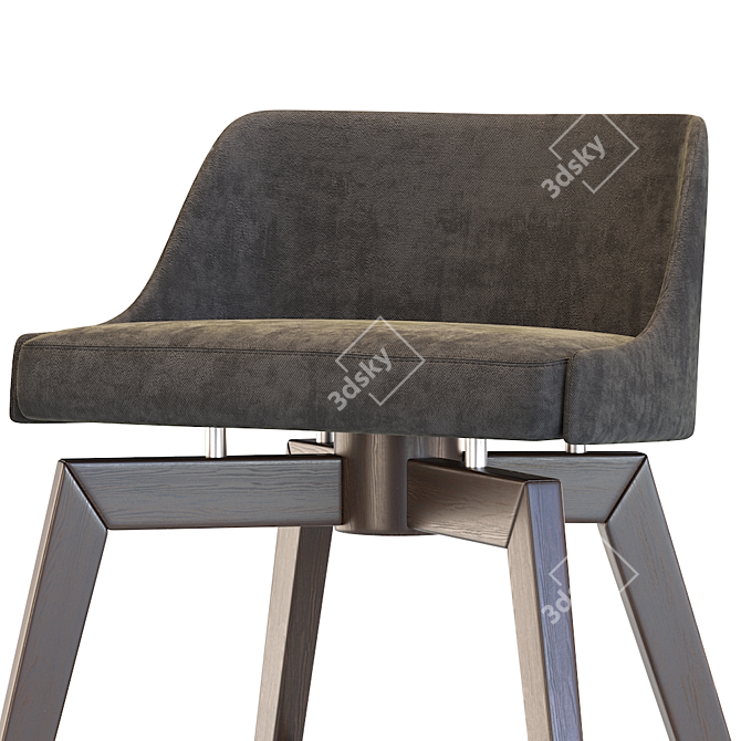 Contemporary Beech Barstool with Superior Comfort 3D model image 3