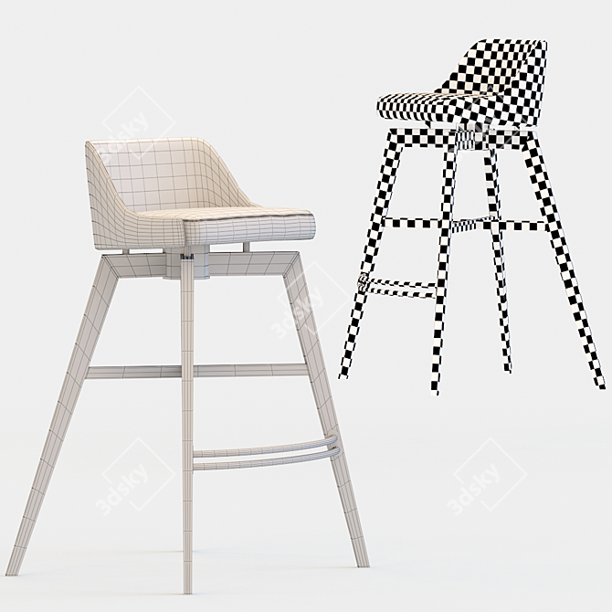 Contemporary Beech Barstool with Superior Comfort 3D model image 4