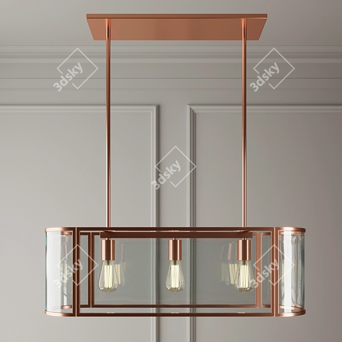 Industrial Streamline Trough Chandelier 3D model image 1