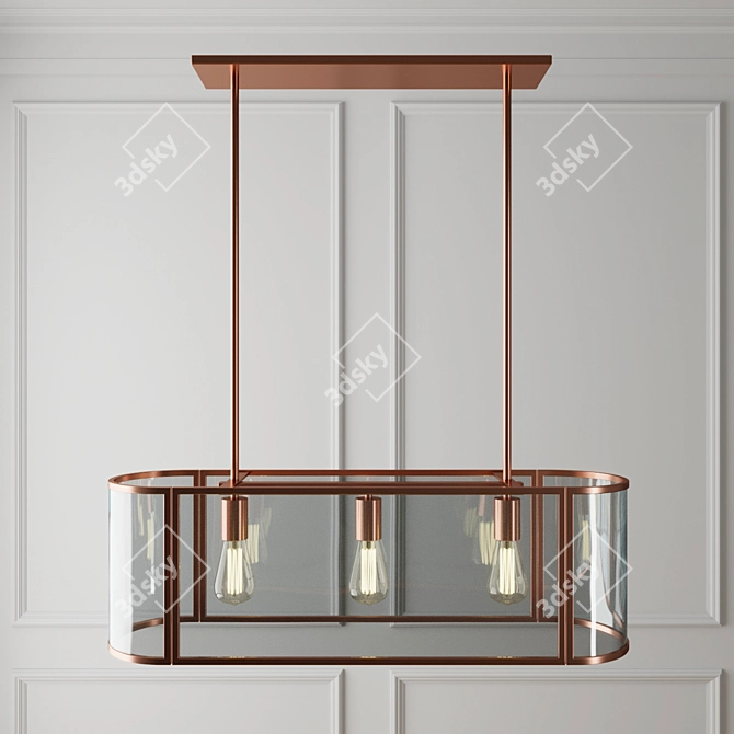 Industrial Streamline Trough Chandelier 3D model image 3