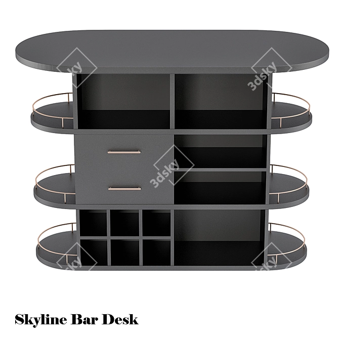  Sleek Skyline Bar Desk 3D model image 1